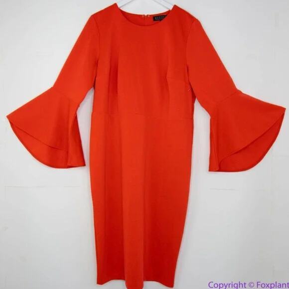 NEW Eloquii red scuba dress flare sleeves in red, size 18 - Picture 2 of 15